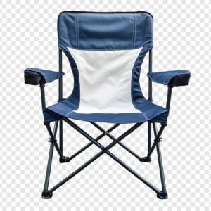 Comfortable Folding Camping Chair:  Blue and White Outdoor Seat